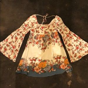 Free People Floral Dress with Long Flowy Sleeves